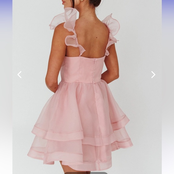SOLD Pink Ruffle Mini Dress - Picture 5 of 10